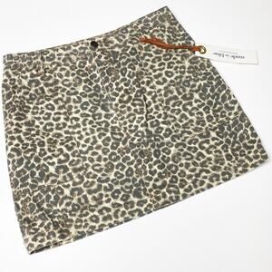 Made In Blue Leopard Women Large Mini Cotton Skirt NEW